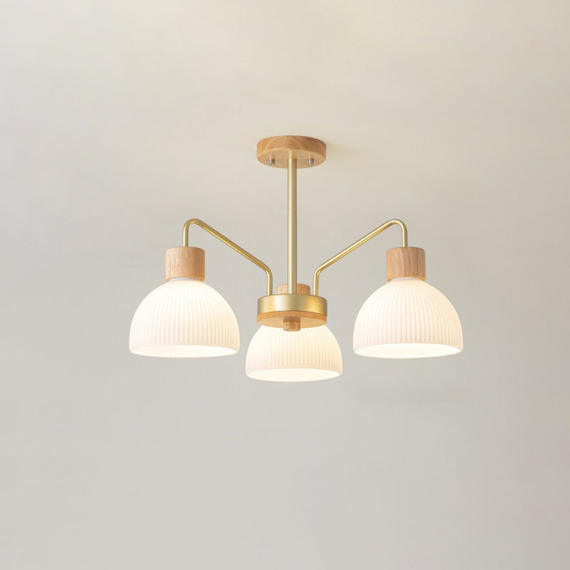 Traditional Japanese Bowl Branch Glass Iron Semi-Flush Mount Ceiling Light - 3/5/8 Light Design for Bedroom