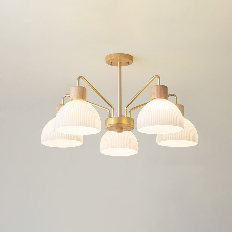 Traditional Japanese Bowl Branch Glass Iron Semi-Flush Mount Ceiling Light - 3/5/8 Light Design for Bedroom