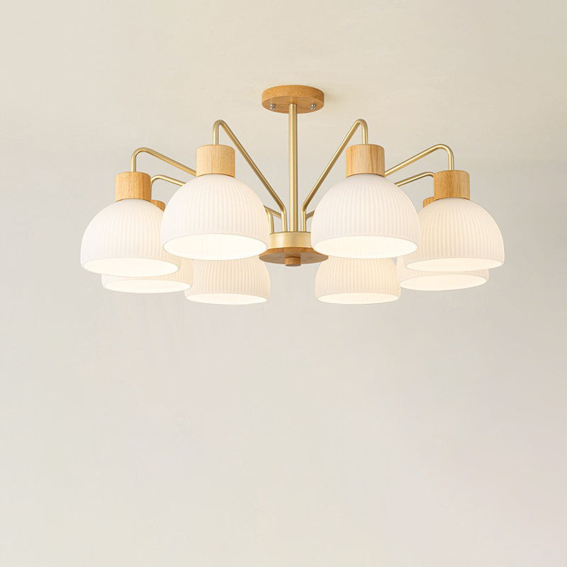 Traditional Japanese Bowl Branch Glass Iron Semi-Flush Mount Ceiling Light - 3/5/8 Light Design for Bedroom
