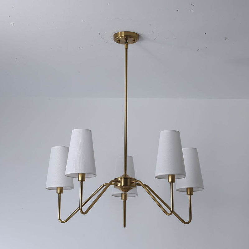 Traditional Vintage Branch Round Fabric Iron Chandeliers for Living Room - 4/5 Light Design