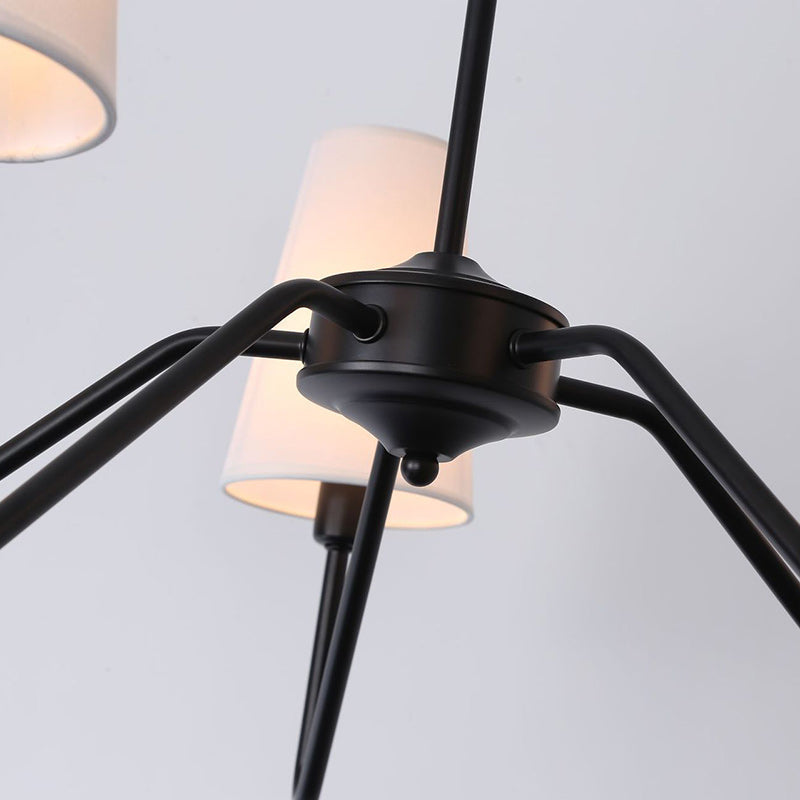 Traditional Vintage Branch Round Fabric Iron Chandeliers for Living Room - 4/5 Light Design