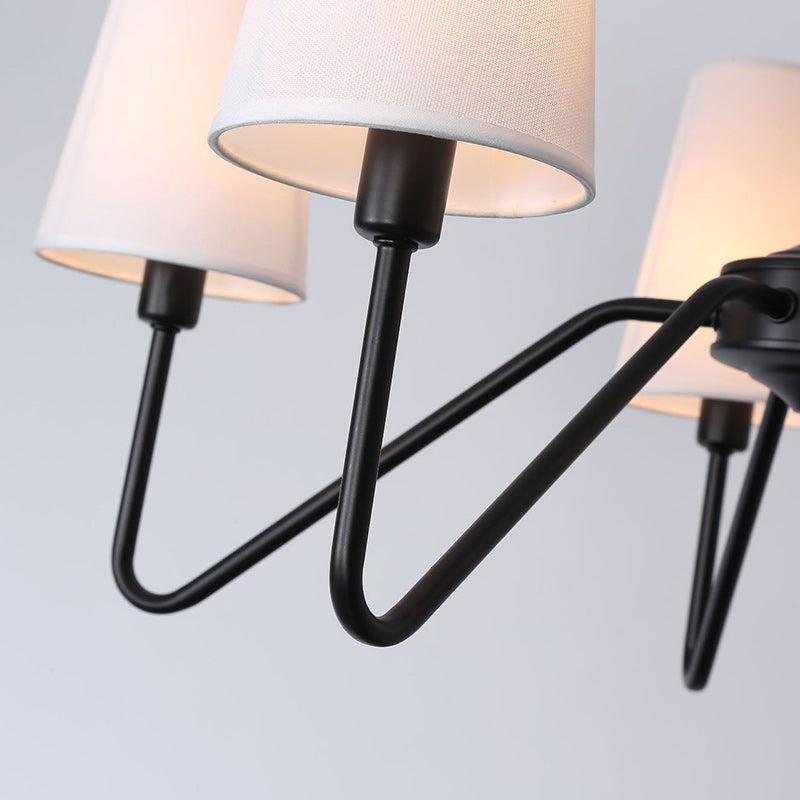 Traditional Vintage Branch Round Fabric Iron Chandeliers for Living Room - 4/5 Light Design