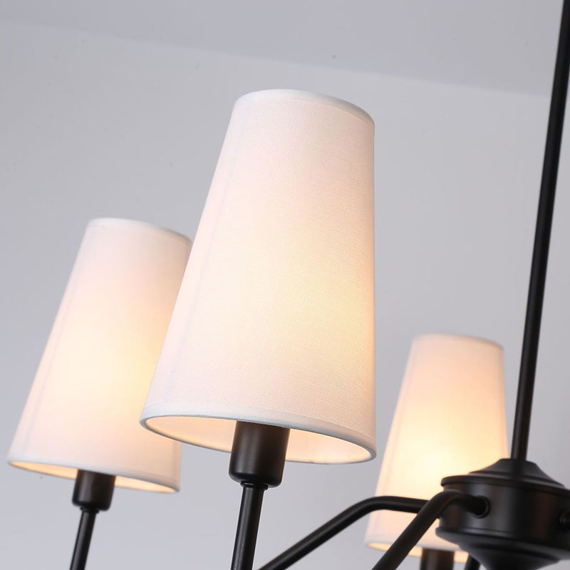 Traditional Vintage Branch Round Fabric Iron Chandeliers for Living Room - 4/5 Light Design