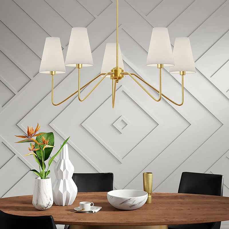 Traditional Vintage Branch Round Fabric Iron Chandeliers for Living Room - 4/5 Light Design