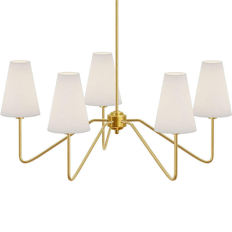 Traditional Vintage Branch Round Fabric Iron Chandeliers for Living Room - 4/5 Light Design