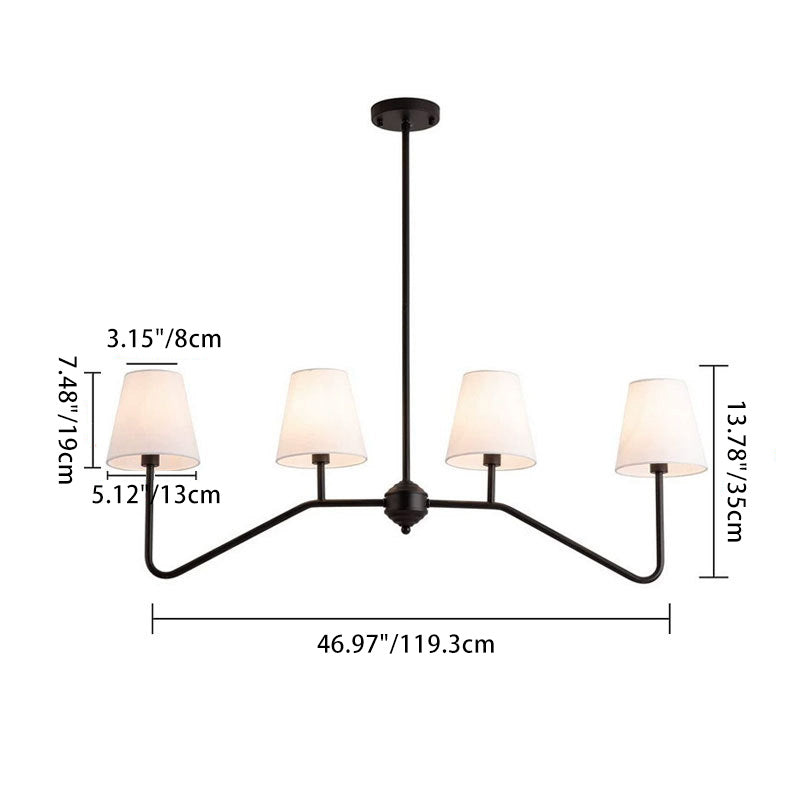 Traditional Vintage Branch Round Fabric Iron Chandeliers for Living Room - 4/5 Light Design