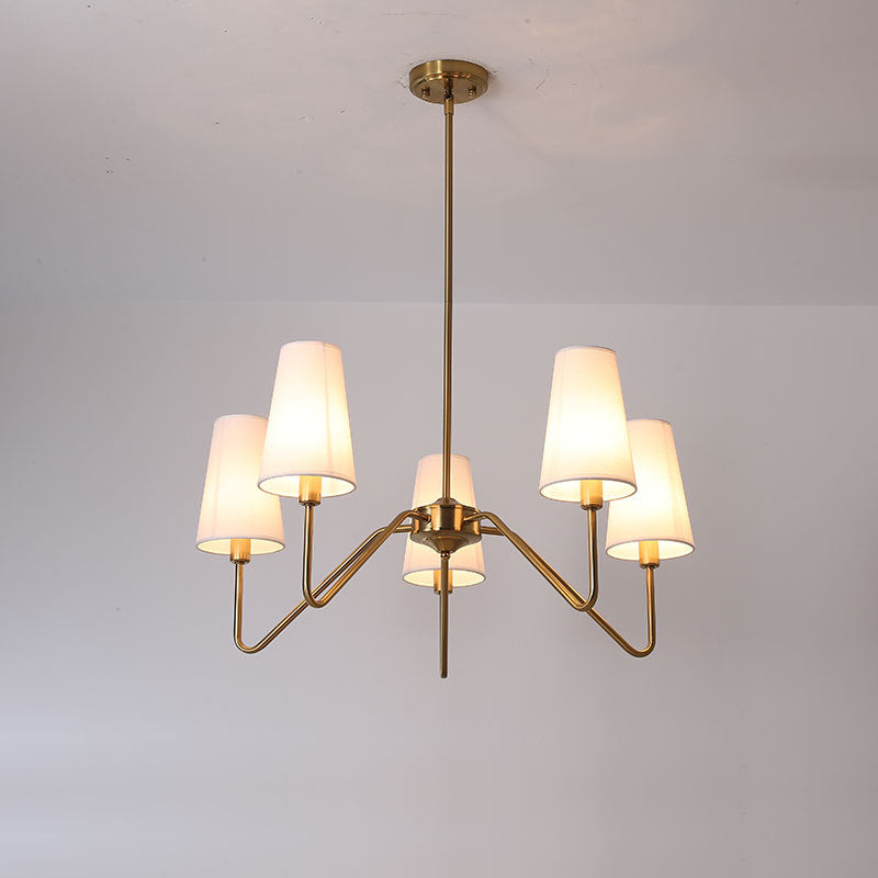 Traditional Vintage Branch Round Fabric Iron Chandeliers for Living Room - 4/5 Light Design