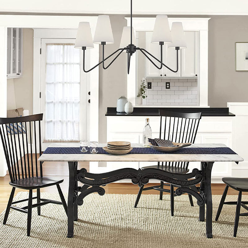 Traditional Vintage Branch Round Fabric Iron Chandeliers for Living Room - 4/5 Light Design