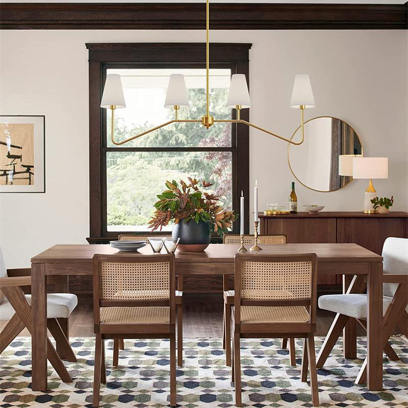 Traditional Vintage Branch Round Fabric Iron Chandeliers for Living Room - 4/5 Light Design