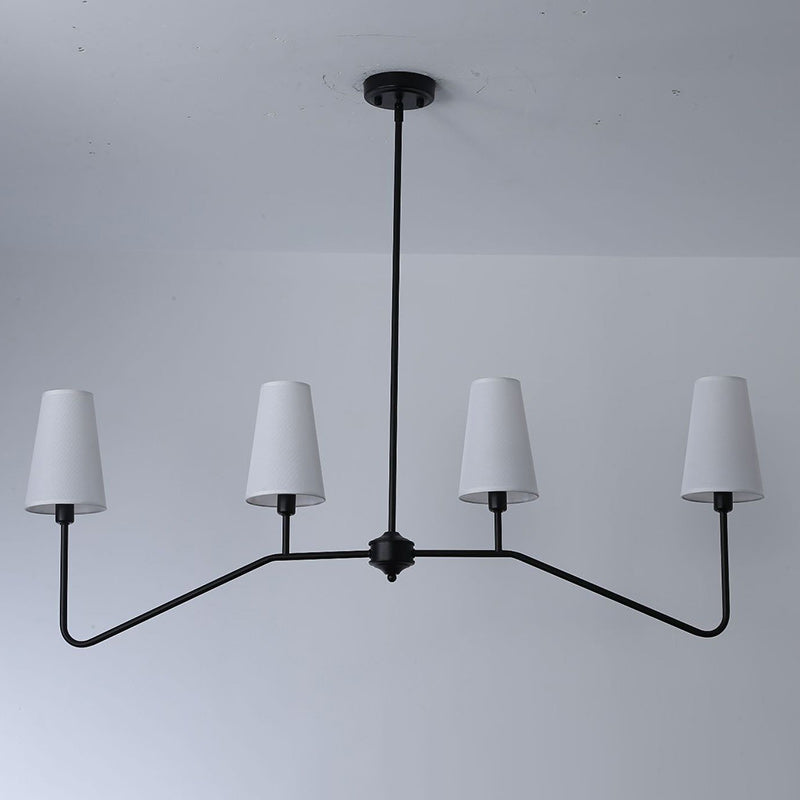 Traditional Vintage Branch Round Fabric Iron Chandeliers for Living Room - 4/5 Light Design