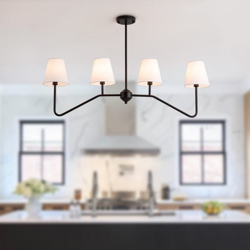 Traditional Vintage Branch Round Fabric Iron Chandeliers for Living Room - 4/5 Light Design