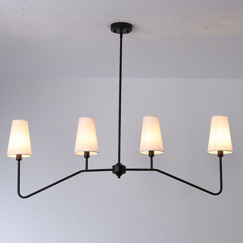 Traditional Vintage Branch Round Fabric Iron Chandeliers for Living Room - 4/5 Light Design