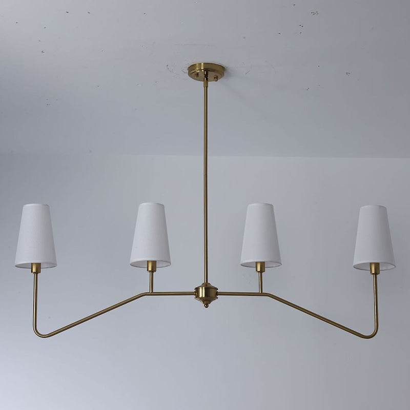 Traditional Vintage Branch Round Fabric Iron Chandeliers for Living Room - 4/5 Light Design
