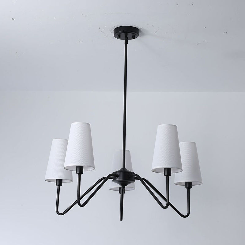 Traditional Vintage Branch Round Fabric Iron Chandeliers for Living Room - 4/5 Light Design