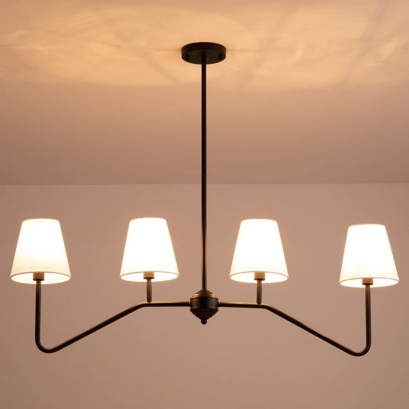 Traditional Vintage Branch Round Fabric Iron Chandeliers for Living Room - 4/5 Light Design