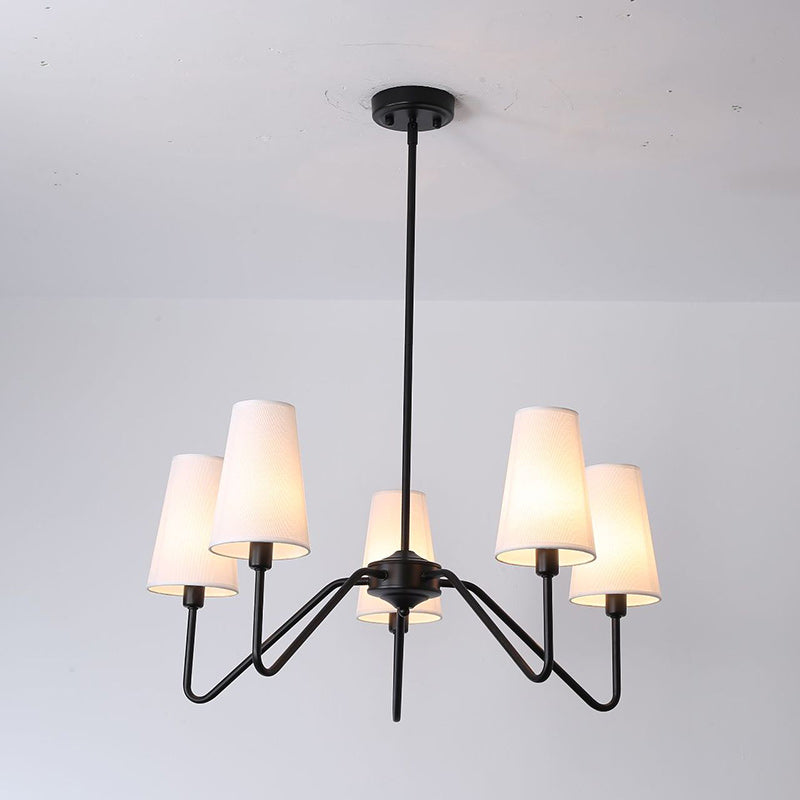 Traditional Vintage Branch Round Fabric Iron Chandeliers for Living Room - 4/5 Light Design