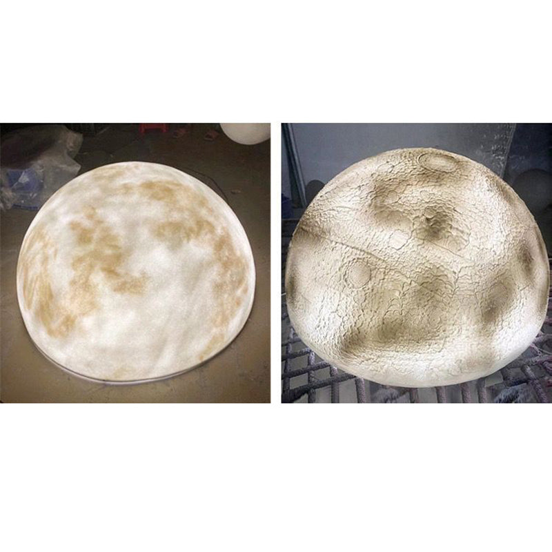 Modern Minimalist Semicircle Moon LED Flush Mount Ceiling Light Resin for Living Room