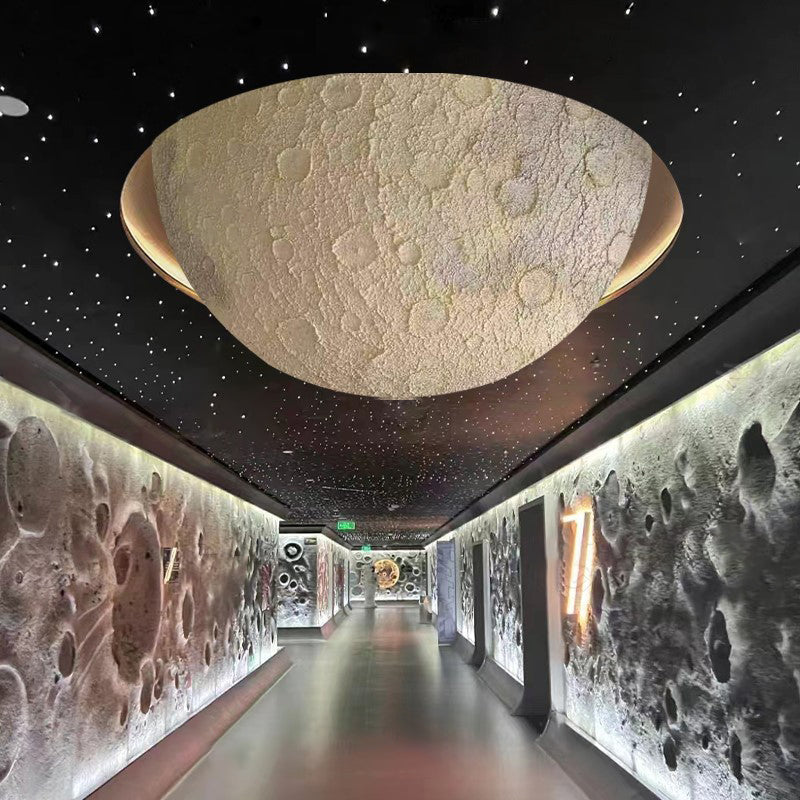 Modern Minimalist Semicircle Moon LED Flush Mount Ceiling Light Resin for Living Room