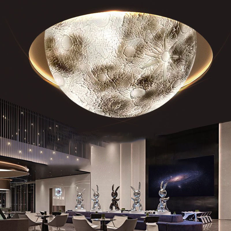 Modern Minimalist Semicircle Moon LED Flush Mount Ceiling Light Resin for Living Room