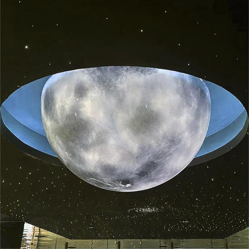 Modern Minimalist Semicircle Moon LED Flush Mount Ceiling Light Resin for Living Room