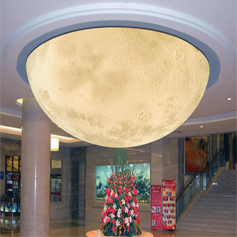 Modern Minimalist Semicircle Moon LED Flush Mount Ceiling Light Resin for Living Room
