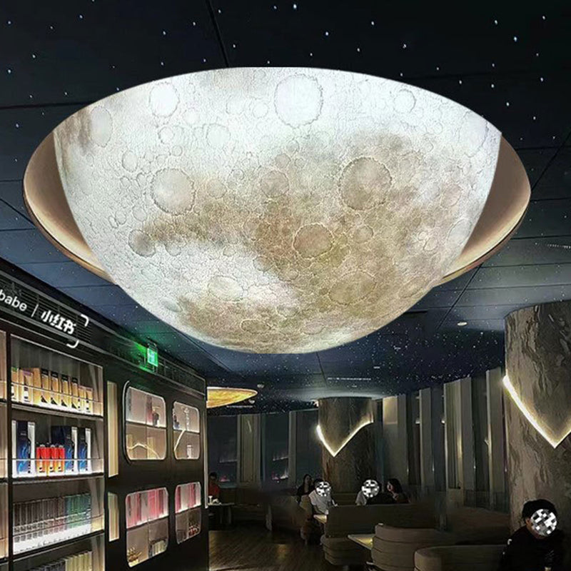 Modern Minimalist Semicircle Moon LED Flush Mount Ceiling Light Resin for Living Room