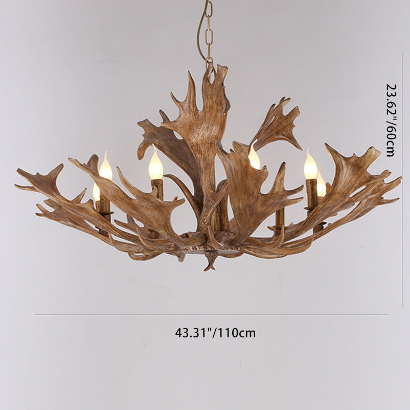 Vintage Antler Chandelier - 5/6/8 Light Glass Resin for Living Room Decor