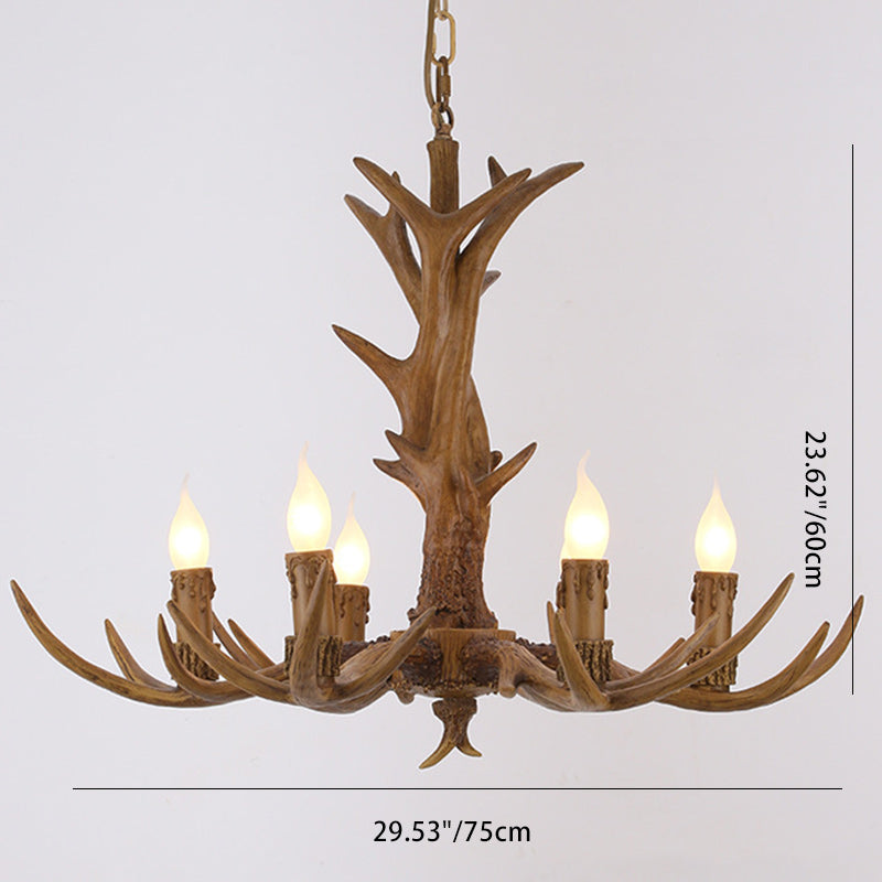 Vintage Antler Chandelier - 5/6/8 Light Glass Resin for Living Room Decor