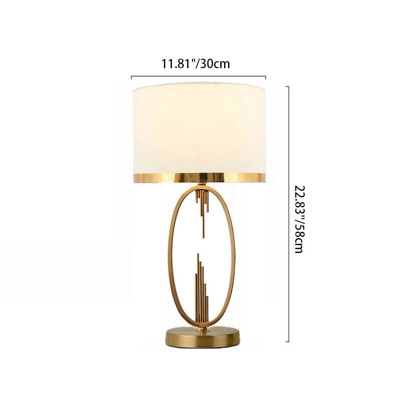 Modern Luxury Round Column Fabric Iron 1-Light Table Lamp for Living Room, Stylish Home Decor Lighting, Elegant Modern Design, Contemporary Lamp for Living Room, Adjustable Brightness Table Lamp, Unique Iron Base and Fabric Shade, Bedroom and Office Decor