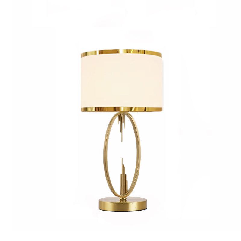 Modern Luxury Round Column Fabric Iron 1-Light Table Lamp for Living Room, Stylish Home Decor Lighting, Elegant Modern Design, Contemporary Lamp for Living Room, Adjustable Brightness Table Lamp, Unique Iron Base and Fabric Shade, Bedroom and Office Decor