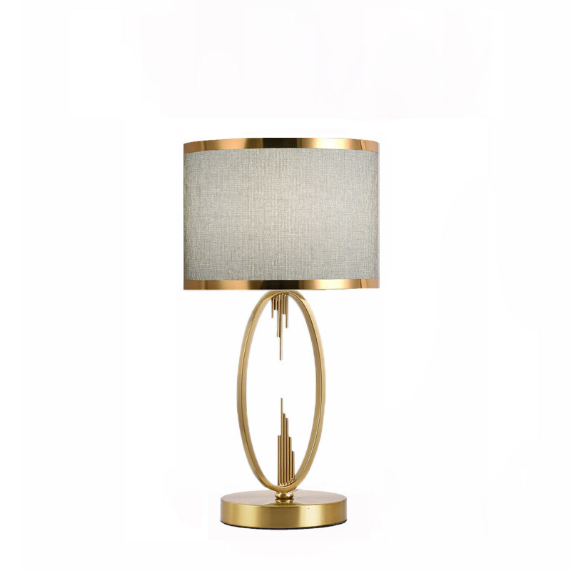 Modern Luxury Round Column Fabric Iron Table Lamp - 1-Light for Living Room