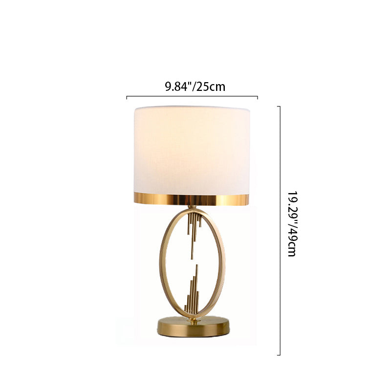 Modern Luxury Round Column Fabric Iron 1-Light Table Lamp for Living Room, Stylish Home Decor Lighting, Elegant Modern Design, Contemporary Lamp for Living Room, Adjustable Brightness Table Lamp, Unique Iron Base and Fabric Shade, Bedroom and Office Decor