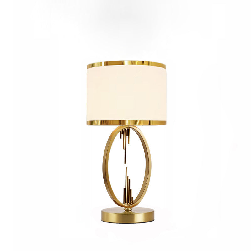 Modern Luxury Round Column Fabric Iron 1-Light Table Lamp for Living Room, Stylish Home Decor Lighting, Elegant Modern Design, Contemporary Lamp for Living Room, Adjustable Brightness Table Lamp, Unique Iron Base and Fabric Shade, Bedroom and Office Decor