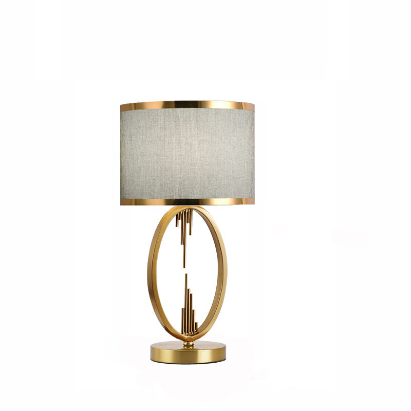 Modern Luxury Round Column Fabric Iron 1-Light Table Lamp for Living Room, Stylish Home Decor Lighting, Elegant Modern Design, Contemporary Lamp for Living Room, Adjustable Brightness Table Lamp, Unique Iron Base and Fabric Shade, Bedroom and Office Decor