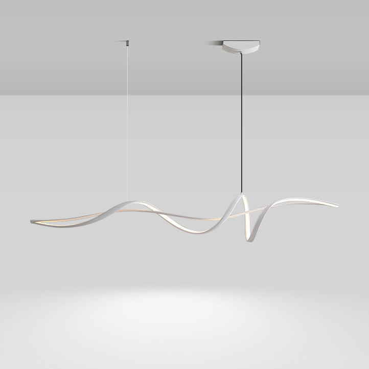 Contemporary Scandinavian LED Island Chandelier - Long Curve Acrylic Aluminum Design for Living Room Lighting