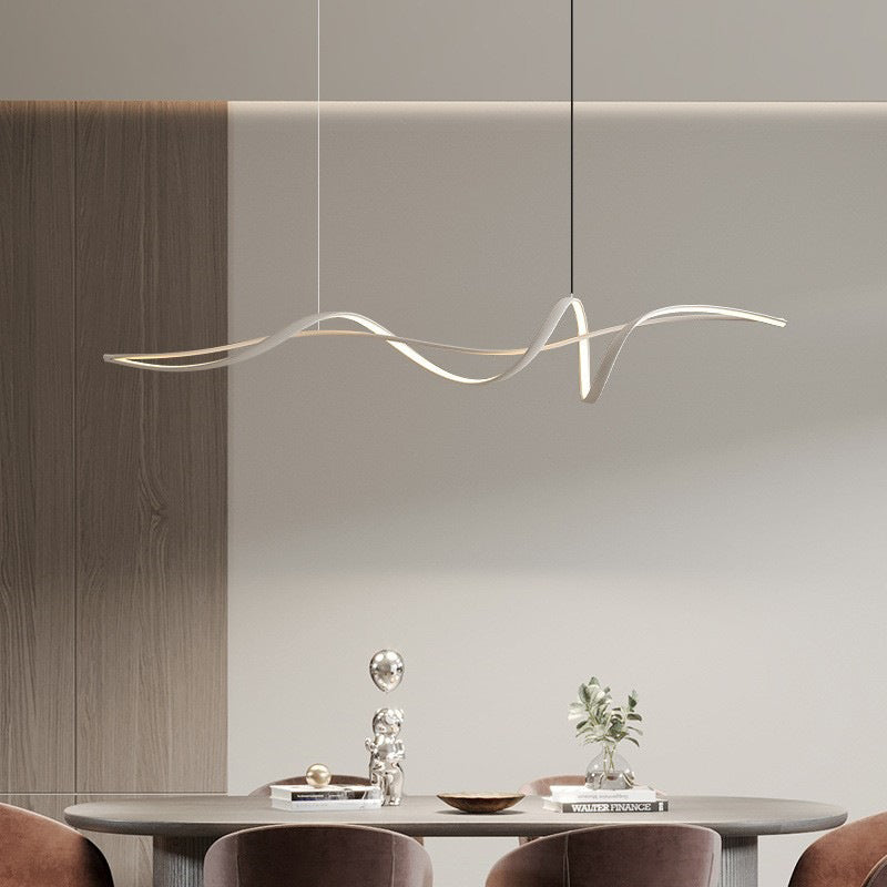Contemporary Scandinavian LED Island Chandelier - Long Curve Acrylic Aluminum Design for Living Room Lighting