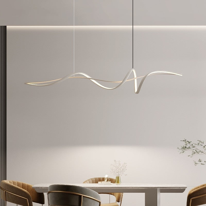 Contemporary Scandinavian LED Island Chandelier - Long Curve Acrylic Aluminum Design for Living Room Lighting