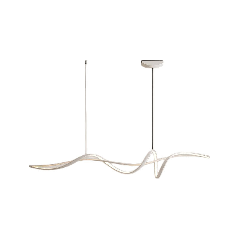 Contemporary Scandinavian LED Island Chandelier - Long Curve Acrylic Aluminum Design for Living Room Lighting