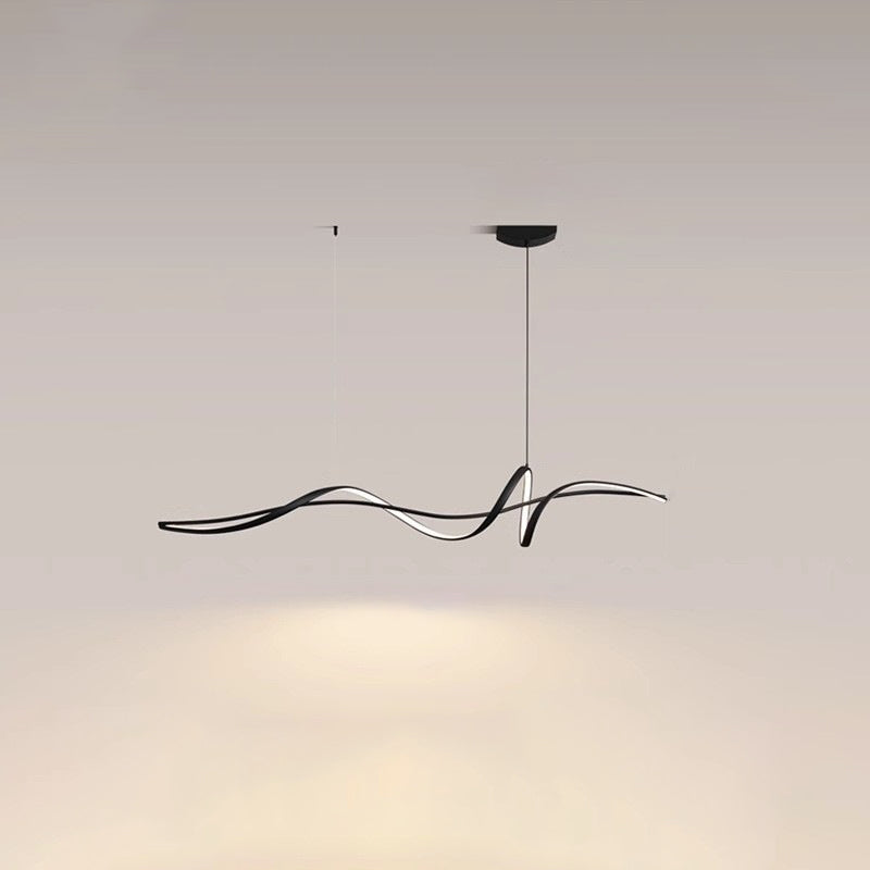 Contemporary Scandinavian LED Island Chandelier - Long Curve Acrylic Aluminum Design for Living Room Lighting
