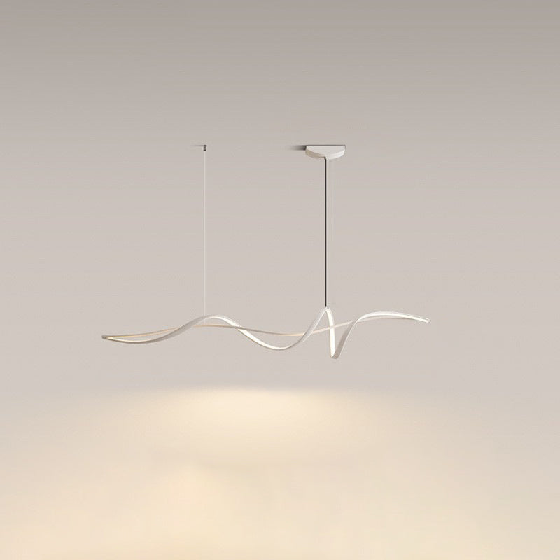 Contemporary Scandinavian LED Island Chandelier - Long Curve Acrylic Aluminum Design for Living Room Lighting