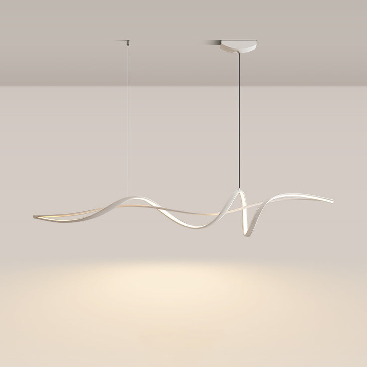 Contemporary Scandinavian LED Island Chandelier - Long Curve Acrylic Aluminum Design for Living Room Lighting