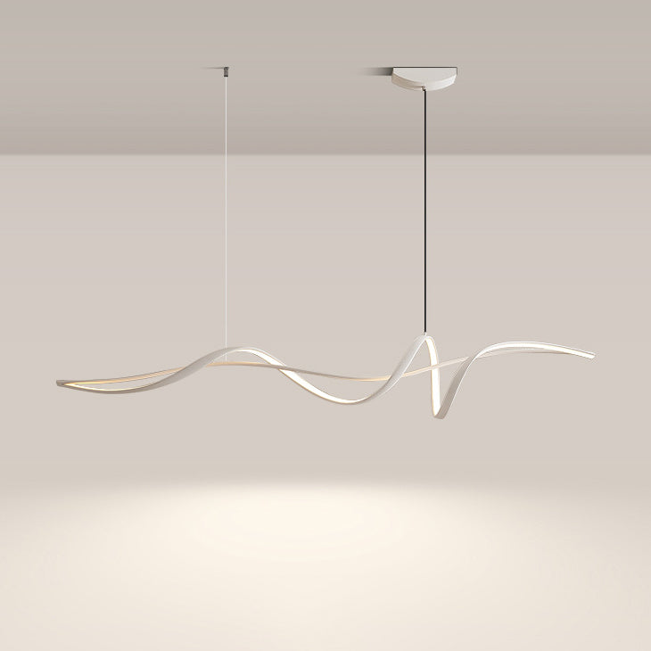Contemporary Scandinavian LED Island Chandelier - Long Curve Acrylic Aluminum Design for Living Room Lighting