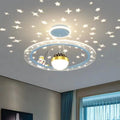 Modern Kids Astronaut Stars LED Chandelier, Minimalist Round Space Decor for Living Room