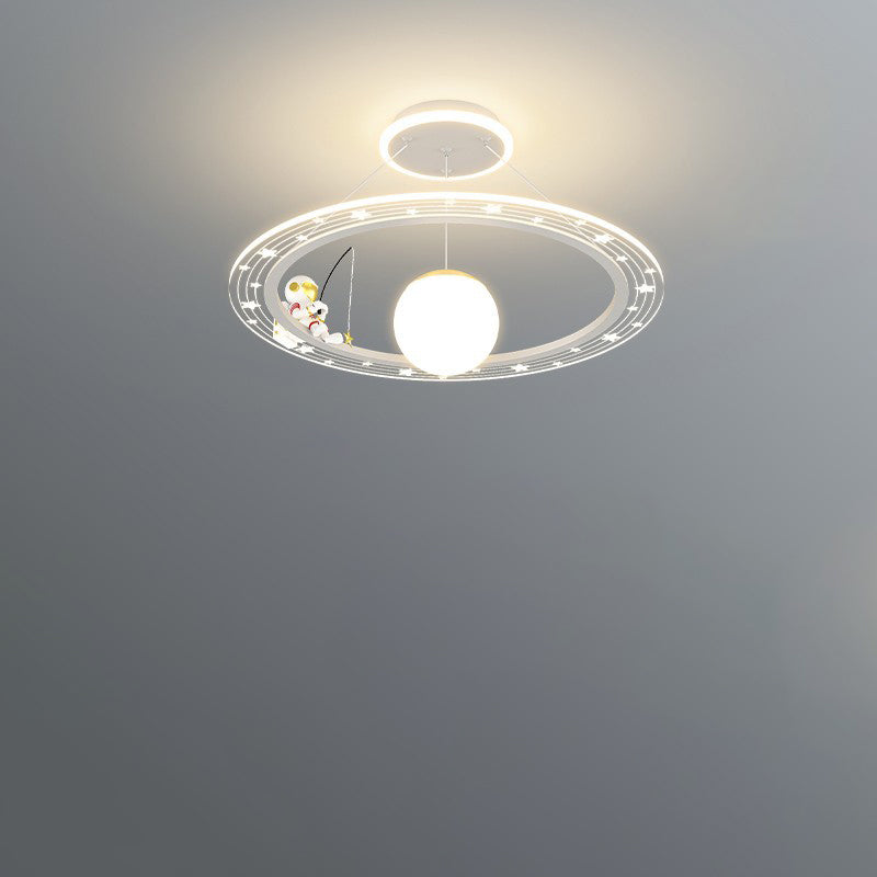 Modern Art Deco Kids Astronaut Planet Round Acrylic Iron LED Chandelier for Living Room, Unique Space-Themed Ceiling Light, Stylish Children's Room Lighting, Decorative LED Pendant Light, Fun Astronomy Lamp, Kids Room Decor, Contemporary Chandelier for Bo