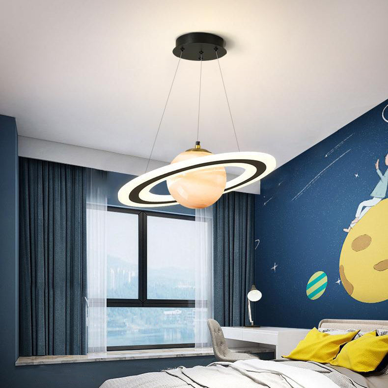 Modern Art Deco Kids Planet Spaceman LED Chandelier for Living Room