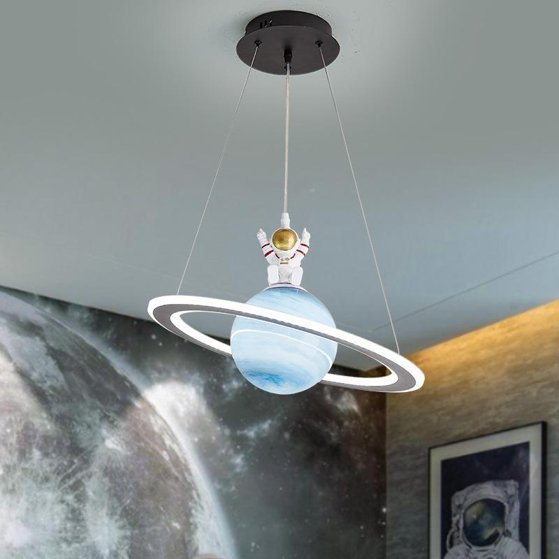 Modern Art Deco Kids Planet Spaceman LED Chandelier for Living Room