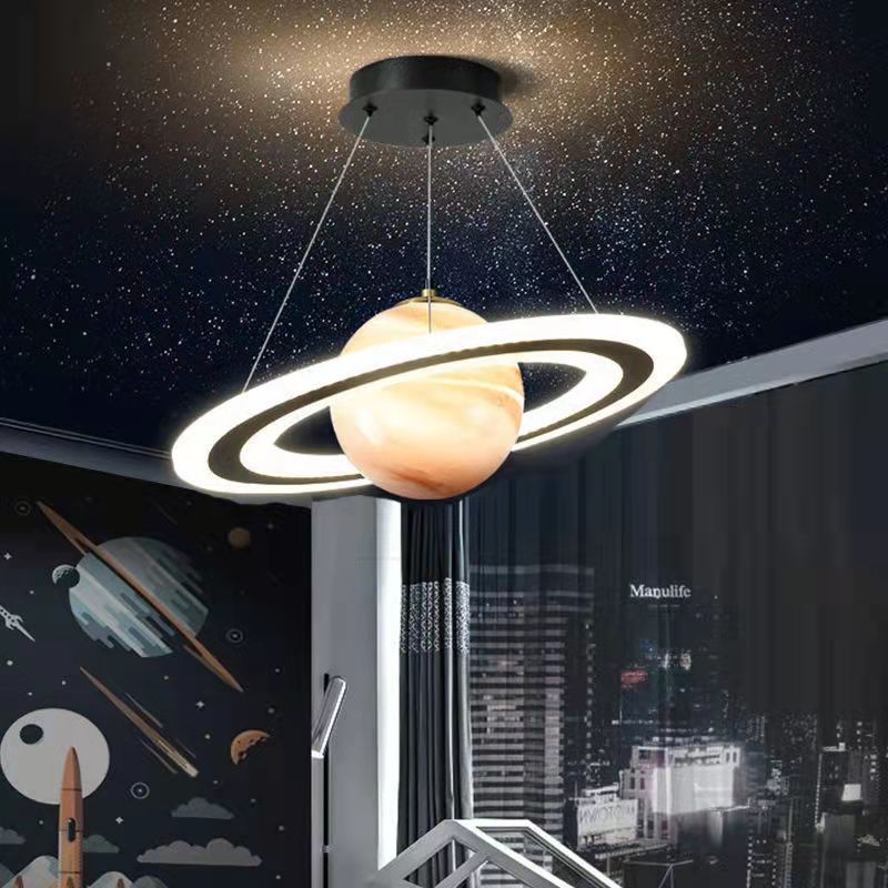 Modern Art Deco Kids Planet Spaceman LED Chandelier for Living Room