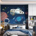 Modern Art Deco Kids Round Planet Spaceman Acrylic Iron LED Chandelier for Living Room, Unique Kids Room Lighting, Space-Themed Decorative Light Fixture, Stylish LED Hanging Light, Designer Chandelier for Children's Room, Contemporary Planetarium Lighting