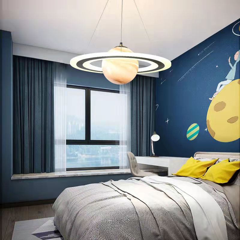Modern Art Deco Kids Planet Spaceman LED Chandelier for Living Room