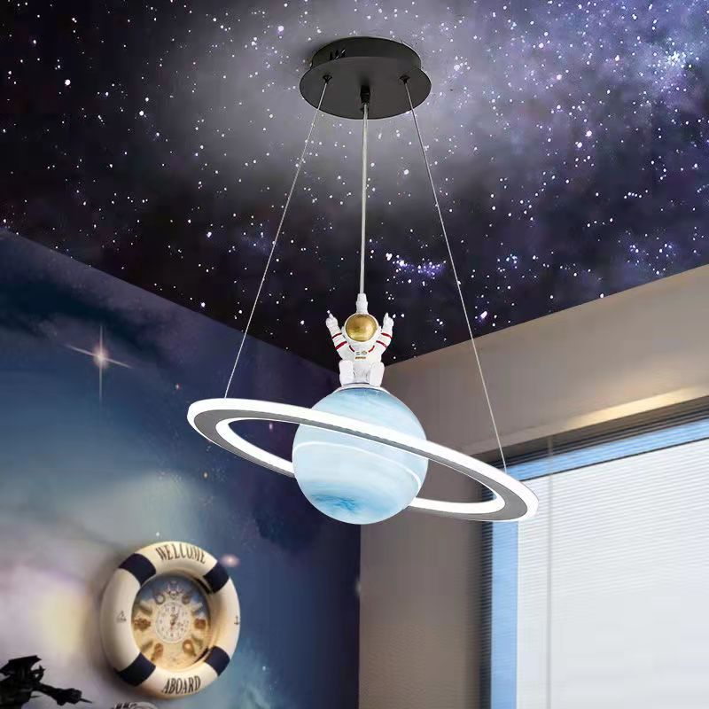 Modern Art Deco Kids Planet Spaceman LED Chandelier for Living Room